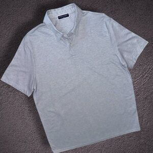 Charles Tyrwhitt Polo Shirt Men’s L Gray Blue Tencel Cotton Textured Knit SS24